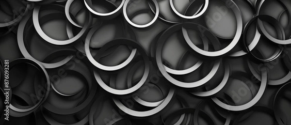 Obraz Abstract 3D Pattern of Interlocking Circular Rings in Monochrome