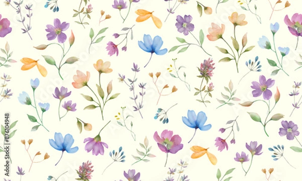Obraz  Seamless watercolor pattern. Hand drawn floral illustration isolated on white background. Vector EPS.