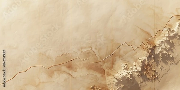 Fototapeta Elegant rise of a single line graph on a plain, soft canvas, showing growth.
