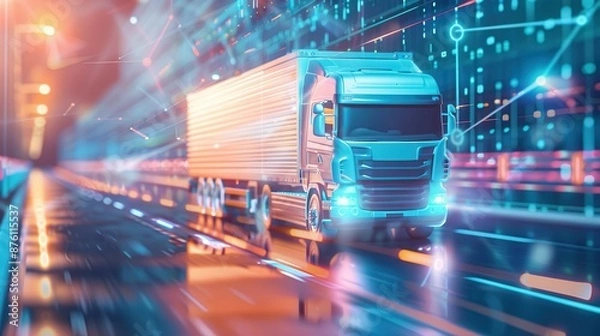 Fototapeta 5G applications in smart logistics, efficient and advanced