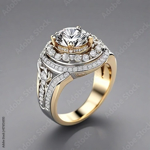 Fototapeta golden ring with diamonds