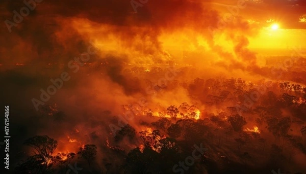 Obraz wide aerial view of the Australian bushfire apocalyp