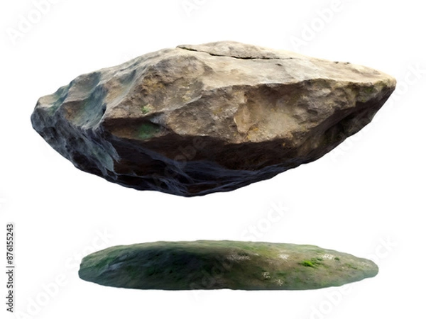 Fototapeta 3d illustration of flying flat surface stone isolated backdrop