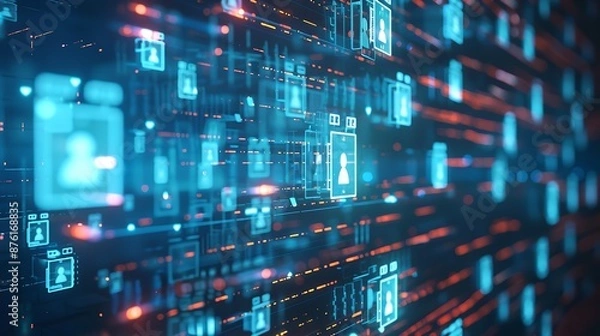 Fototapeta Abstract Medical Technology background. Blue, Innovation Medicine concept. 3D Render.