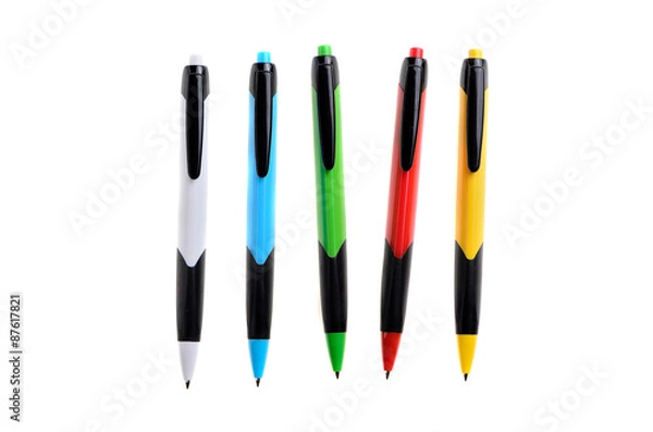 Obraz colored pens on a white background isolated