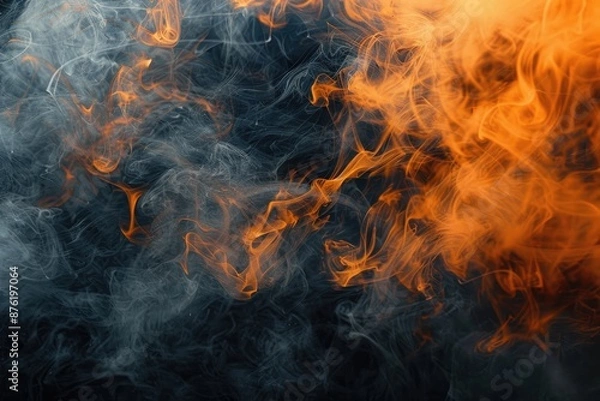 Fototapeta  Abstract black and orange background with a smoke - like texture