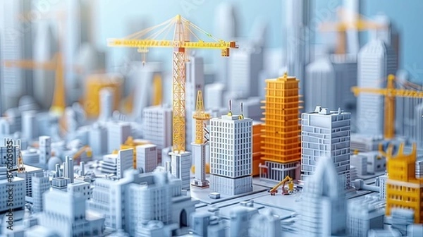 Obraz Urban landscape with digital construction models
