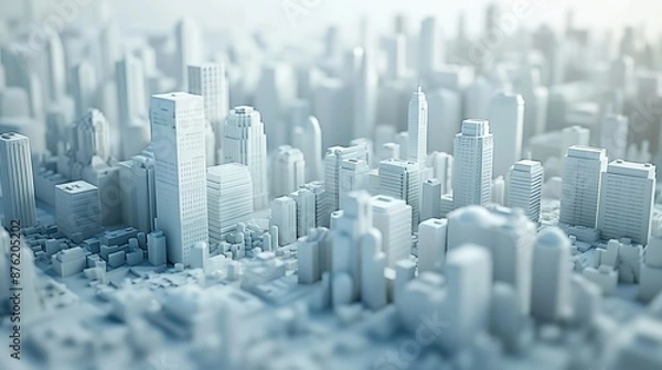 Obraz Urban landscape with digital construction models