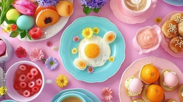 Obraz   A plateau of dishes beside a teacup and an egg plate