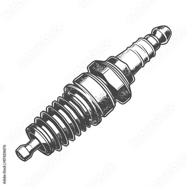 Obraz Detailed Vintage Spark Plug Illustration