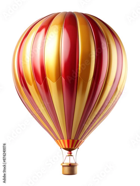 Obraz A colorful hot air balloon floats alone isolated on a translucent background
