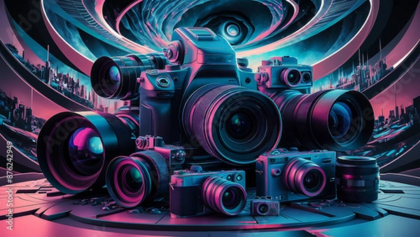 Obraz World photography day 3D illustration  Design for Background