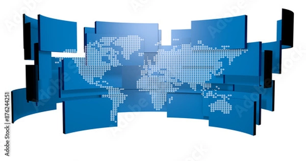 Fototapeta Global Connectivity: Abstract World Map Illustration