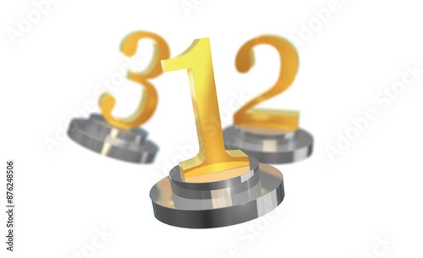 Fototapeta Gold Numbers 1, 2, and 3 on Podiums