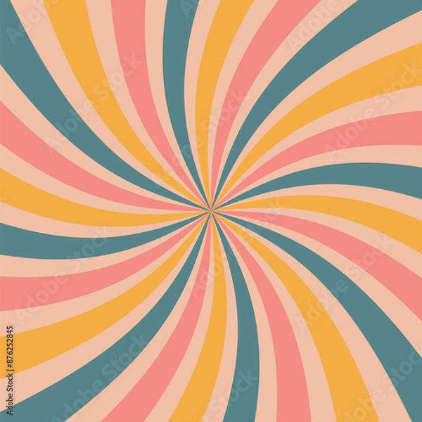 Fototapeta Retro horizontal sunlight background, fantasy vector illustration, cool retro swirl explosion, summer and carnival background