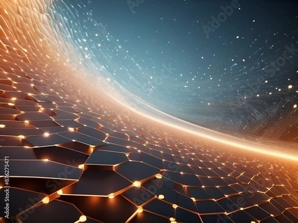 Fototapeta Interconnected Network of Data in a Futuristic Digital Landscape