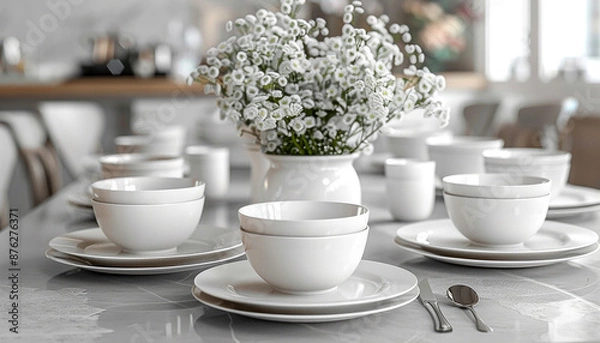 Obraz beautiful crockery on a table generated by AI 