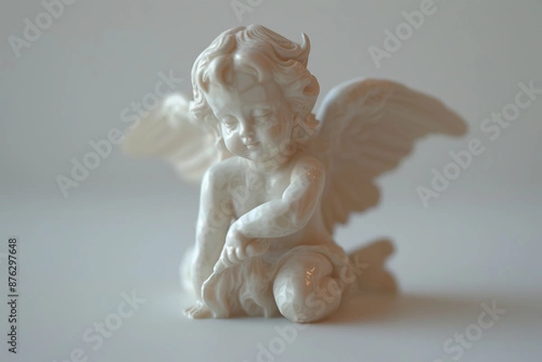 Fototapeta An angel figurine on a white background. Cupid
