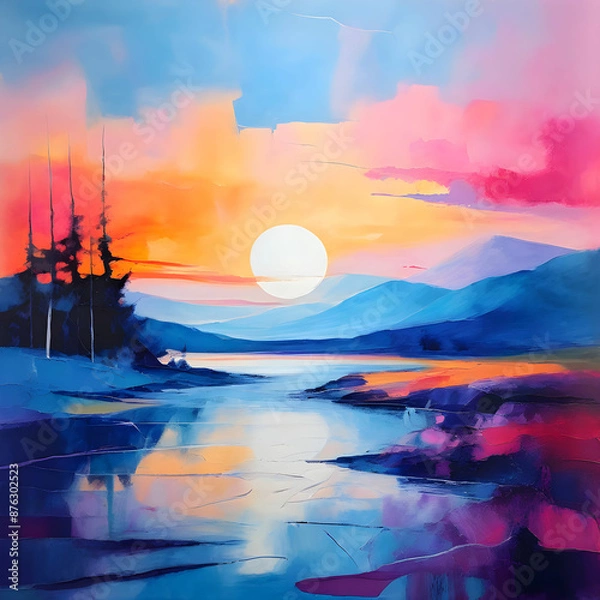 Fototapeta An Abstract Landscape of sun set over the sea
AI Generated