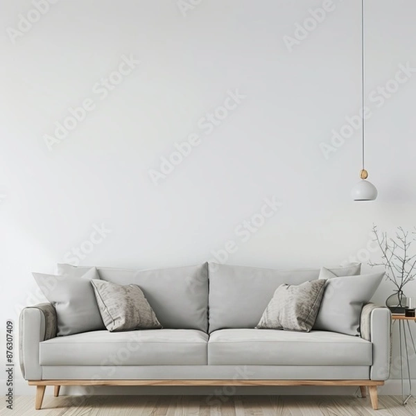Fototapeta modern interior with sofa in front of the empty wall
