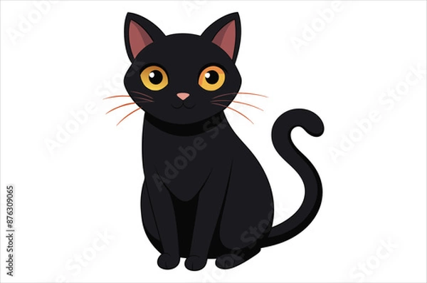 Fototapeta black cat cartoon,  black cat vector,  icon vector illustration,   cat silhouette of a   cat  isolated on a white background,  eps,  png,  svg,  vector 
