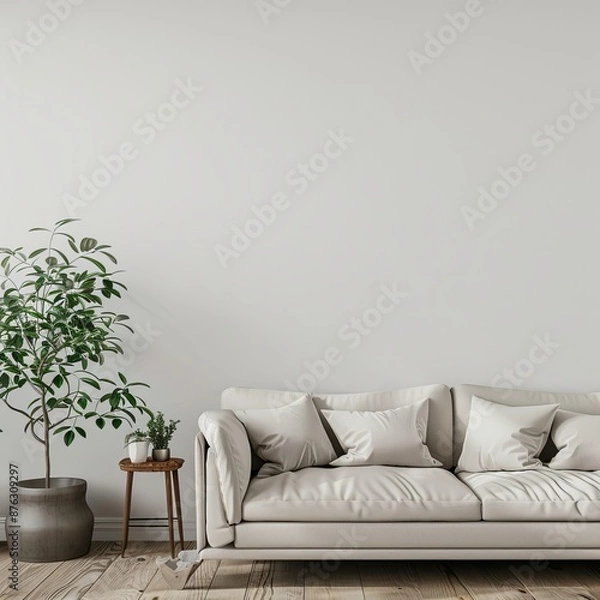Fototapeta modern living room with sofa in front of the empty wall