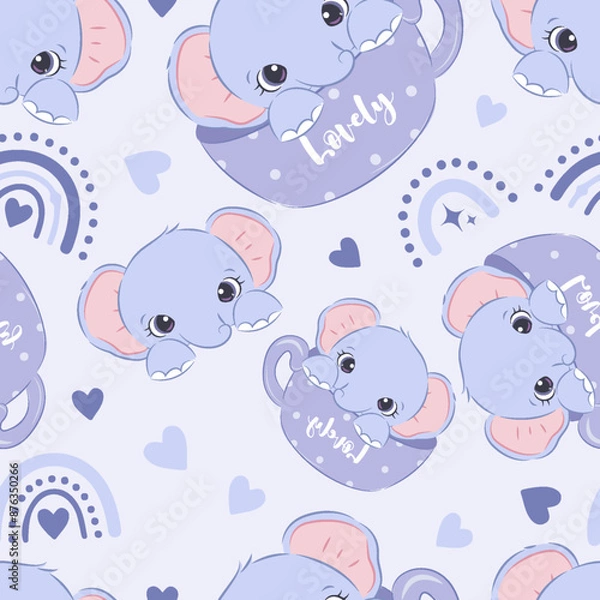 Fototapeta Cute baby animals seamless pattern