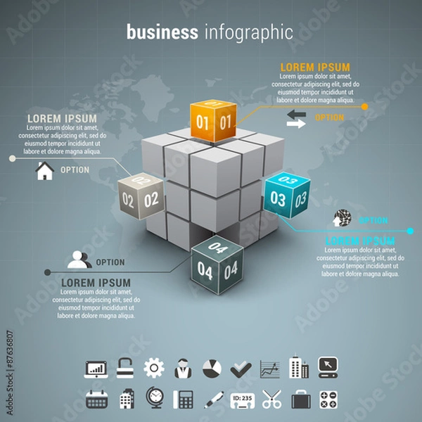 Obraz Business infographic made of cubes.