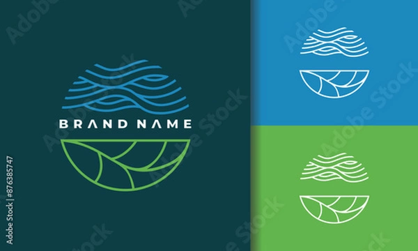 Obraz water and leaf circle logo