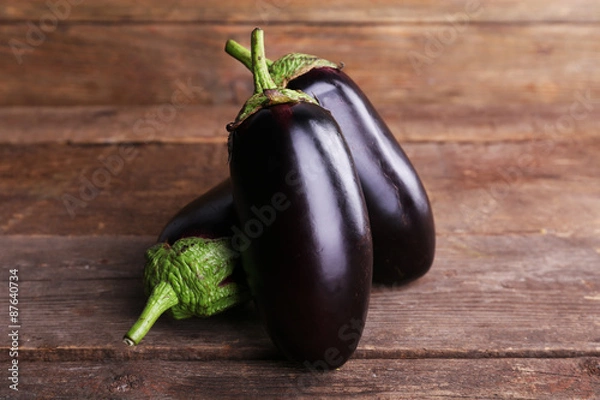 Obraz Fresh eggplant on wooden background