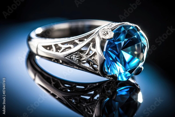 Fototapeta Saphire engagement ring
