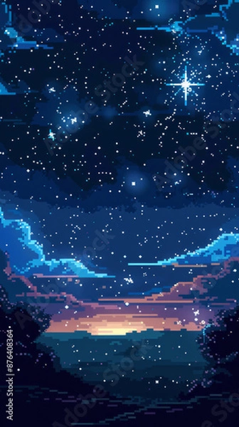 Fototapeta iPhone wallpaper Starry scene pixel art