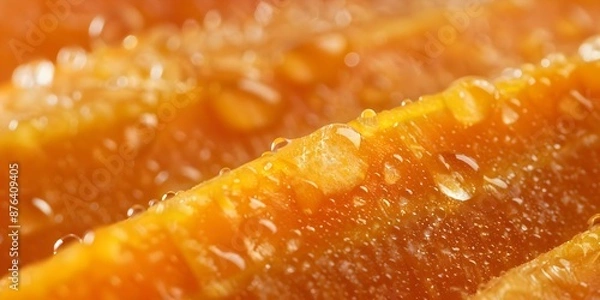 Fototapeta Close-up image of a wet, peeled orange carrot showcasing its glossy texture. Concept Food Photography, Close-up Shots, Fresh Produce, Vibrant Colors, Healthy Eating