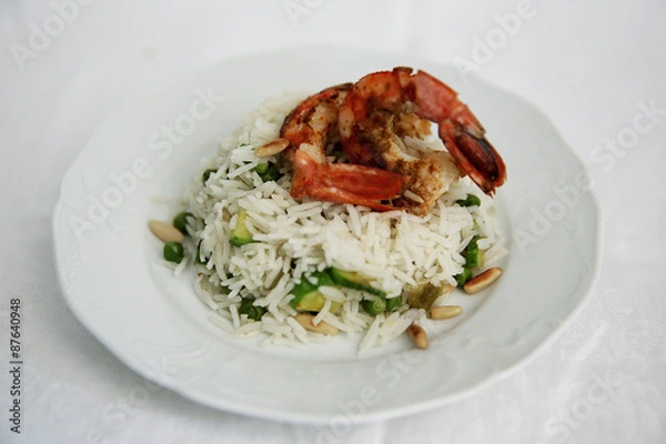 Obraz Rice with scrimp, ginger and curry