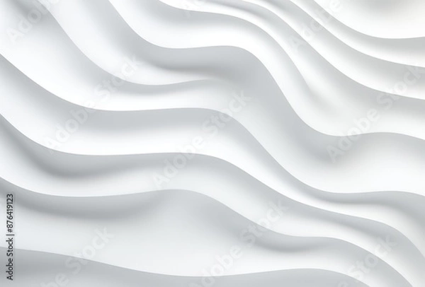 Fototapeta Abstract white wavy background. 3d rendering, 3d illustration.