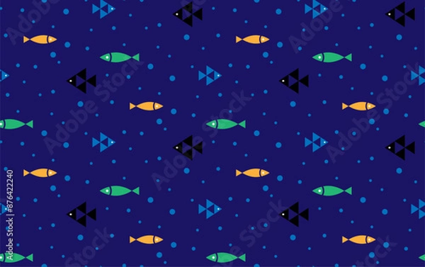 Fototapeta Seamless fish abstract pattern background