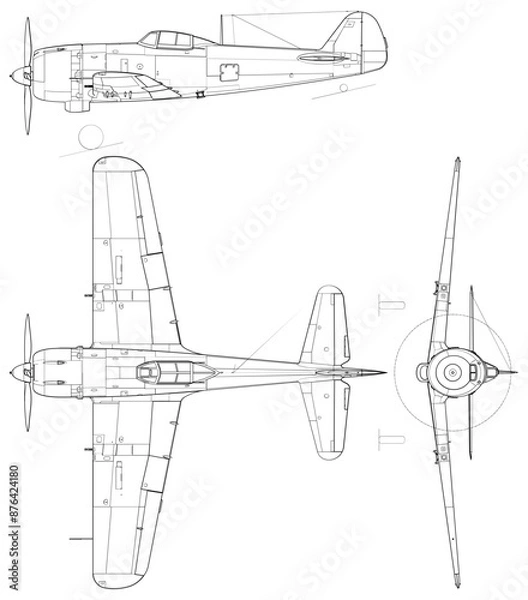 Obraz Fighter Jet, plane, Aircraft, 3 side view, blueprints, svg cut file, cnc cut file, engraving file, CNC router file, laser cutting, Cricut File, isolated, Engraving model