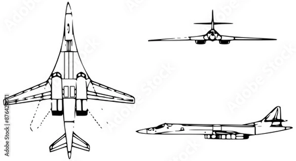 Obraz Fighter jet planes 3 view, blueprints, svg cut file, cnc cut file, engraving file, CNC router file, laser cutting, Cricut File, isolated, Engraving model
