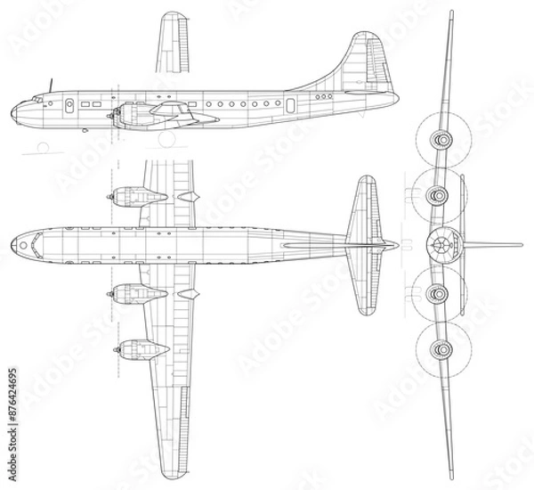 Fototapeta Fighter jet planes 3 view, blueprints, svg cut file, cnc cut file, engraving file, CNC router file, laser cutting, Cricut File, isolated, Engraving model
