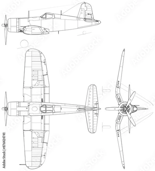 Obraz Fighter jet planes 3 view, blueprints, svg cut file, cnc cut file, engraving file, CNC router file, laser cutting, Cricut File, isolated, Engraving model