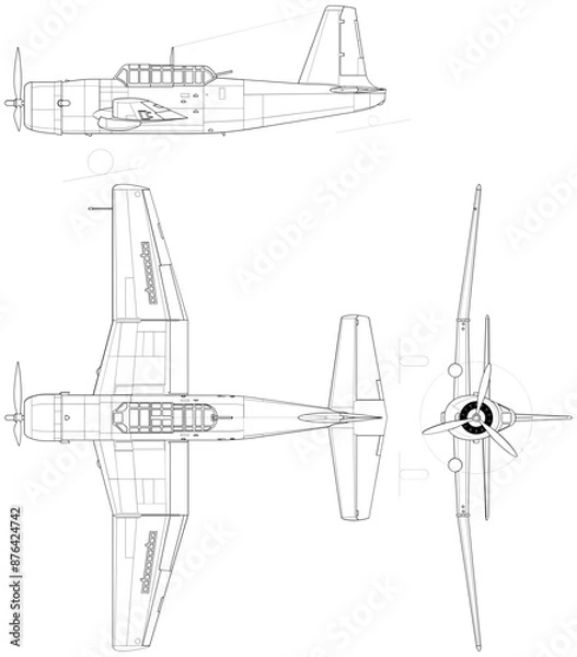 Fototapeta Fighter jet planes 3 view, blueprints, svg cut file, cnc cut file, engraving file, CNC router file, laser cutting, Cricut File, isolated, Engraving model