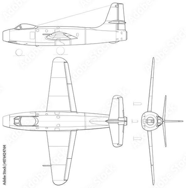Obraz Fighter jet planes 3 view, blueprints, svg cut file, cnc cut file, engraving file, CNC router file, laser cutting, Cricut File, isolated, Engraving model