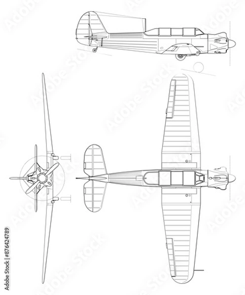 Obraz Fighter jet planes 3 view, blueprints, svg cut file, cnc cut file, engraving file, CNC router file, laser cutting, Cricut File, isolated, Engraving model