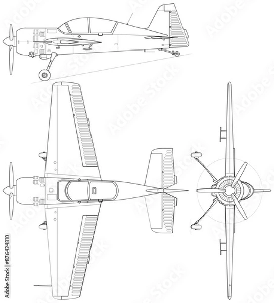 Obraz Fighter jet planes 3 view, blueprints, svg cut file, cnc cut file, engraving file, CNC router file, laser cutting, Cricut File, isolated, Engraving model
