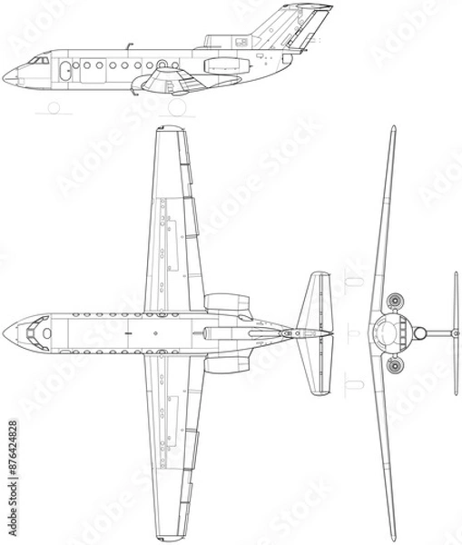 Fototapeta Fighter jet planes 3 view, blueprints, svg cut file, cnc cut file, engraving file, CNC router file, laser cutting, Cricut File, isolated, Engraving model