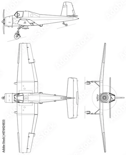 Obraz Fighter jet planes 3 view, blueprints, svg cut file, cnc cut file, engraving file, CNC router file, laser cutting, Cricut File, isolated, Engraving model