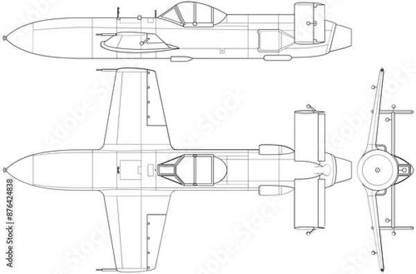 Obraz Fighter jet planes 3 view, blueprints, svg cut file, cnc cut file, engraving file, CNC router file, laser cutting, Cricut File, isolated, Engraving model