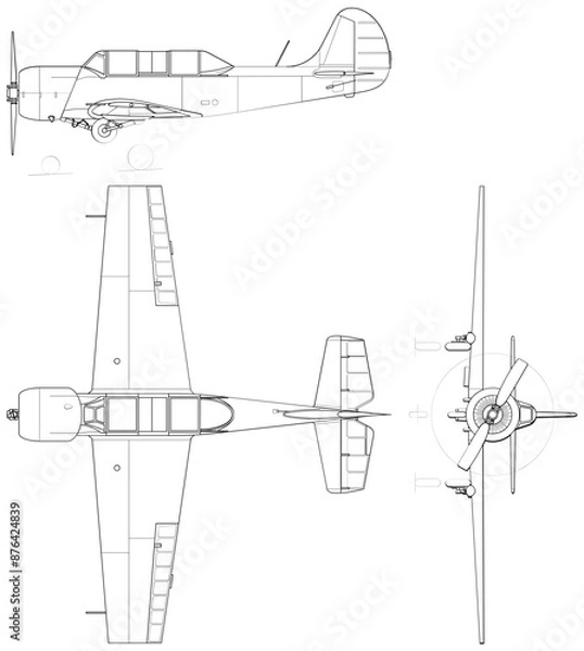 Obraz Fighter jet planes 3 view, blueprints, svg cut file, cnc cut file, engraving file, CNC router file, laser cutting, Cricut File, isolated, Engraving model