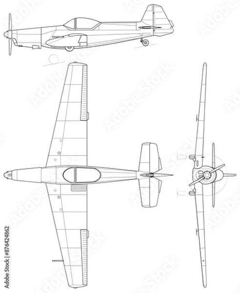 Obraz Fighter jet planes 3 view, blueprints, svg cut file, cnc cut file, engraving file, CNC router file, laser cutting, Cricut File, isolated, Engraving model