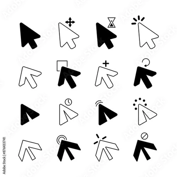 Obraz Mouse click cursor set. Hand Cursor. Click icon. Mouse pointer set. Arrow cursor. Vector illustration